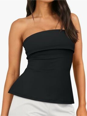 Amazon Black Off-Shoulder Fold-Over Tunic